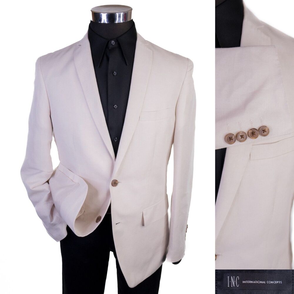 INC International Concepts Linen Blazer Sport Coat Sz S (38R) Two Button Jacket